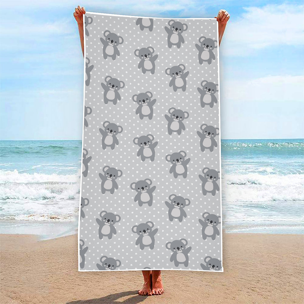 Grey Koala Pattern Print Beach Towel