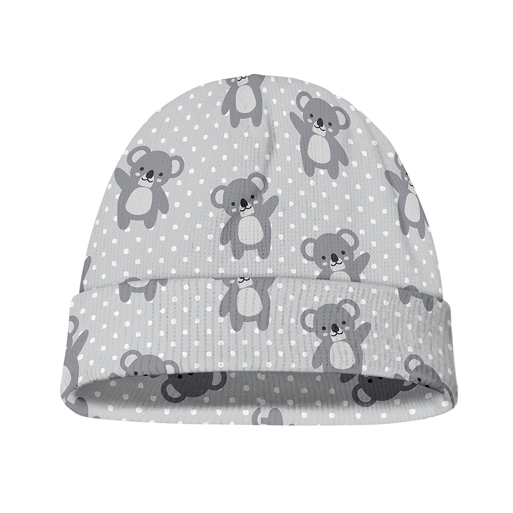 Grey Koala Pattern Print Beanie