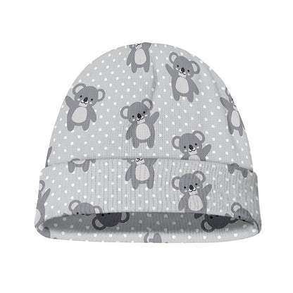 Grey Koala Pattern Print Beanie