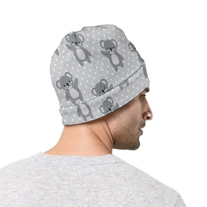 Grey Koala Pattern Print Beanie
