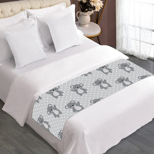 Grey Koala Pattern Print Bed Runner