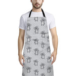 Grey Koala Pattern Print Bib Apron With Pocket