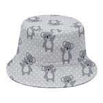 Grey Koala Pattern Print Bucket Hat