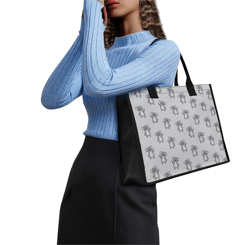 Grey Koala Pattern Print Canvas Tote Bag
