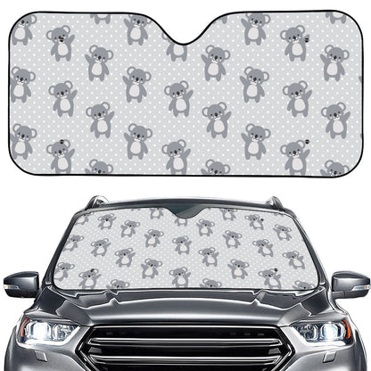 Grey Koala Pattern Print Car Windshield Sun Shade