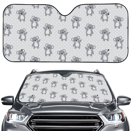 Grey Koala Pattern Print Car Windshield Sun Shade