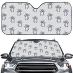 Grey Koala Pattern Print Car Windshield Sun Shade