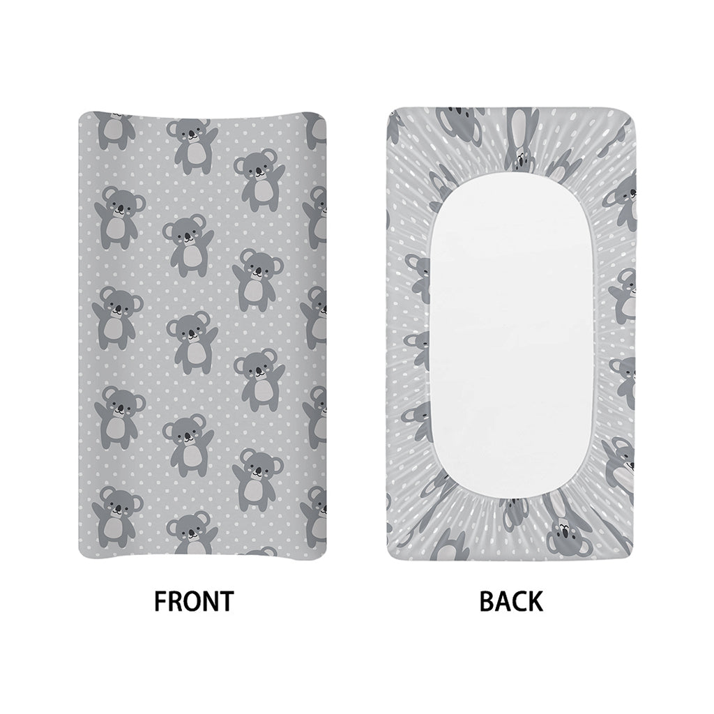 Grey Koala Pattern Print Changing Pad Cover
