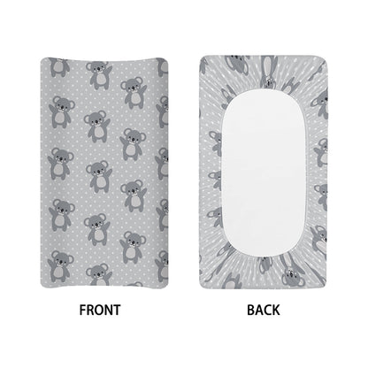 Grey Koala Pattern Print Changing Pad Cover