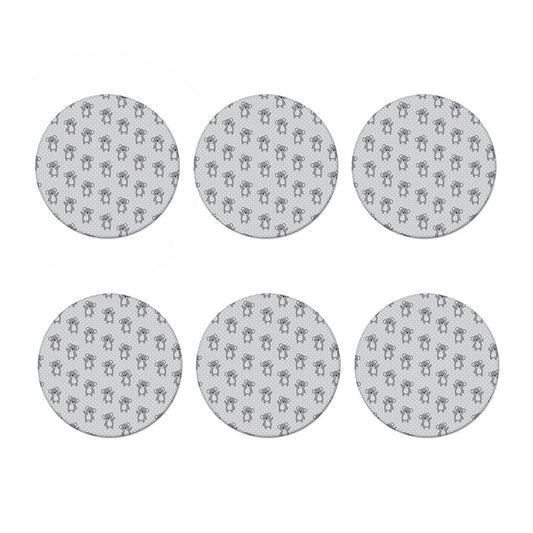 Grey Koala Pattern Print Coaster Set