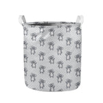 Grey Koala Pattern Print Collapsible Laundry Basket