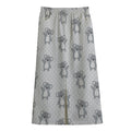 Grey Koala Pattern Print Cotton Front Slit Maxi Skirt