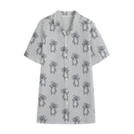 Grey Koala Pattern Print Cotton Hawaiian Shirt
