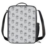 Grey Koala Pattern Print Crossbody Lunch Bag