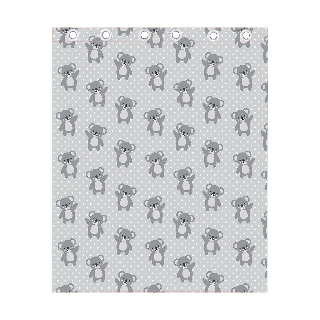 Grey Koala Pattern Print Curtain