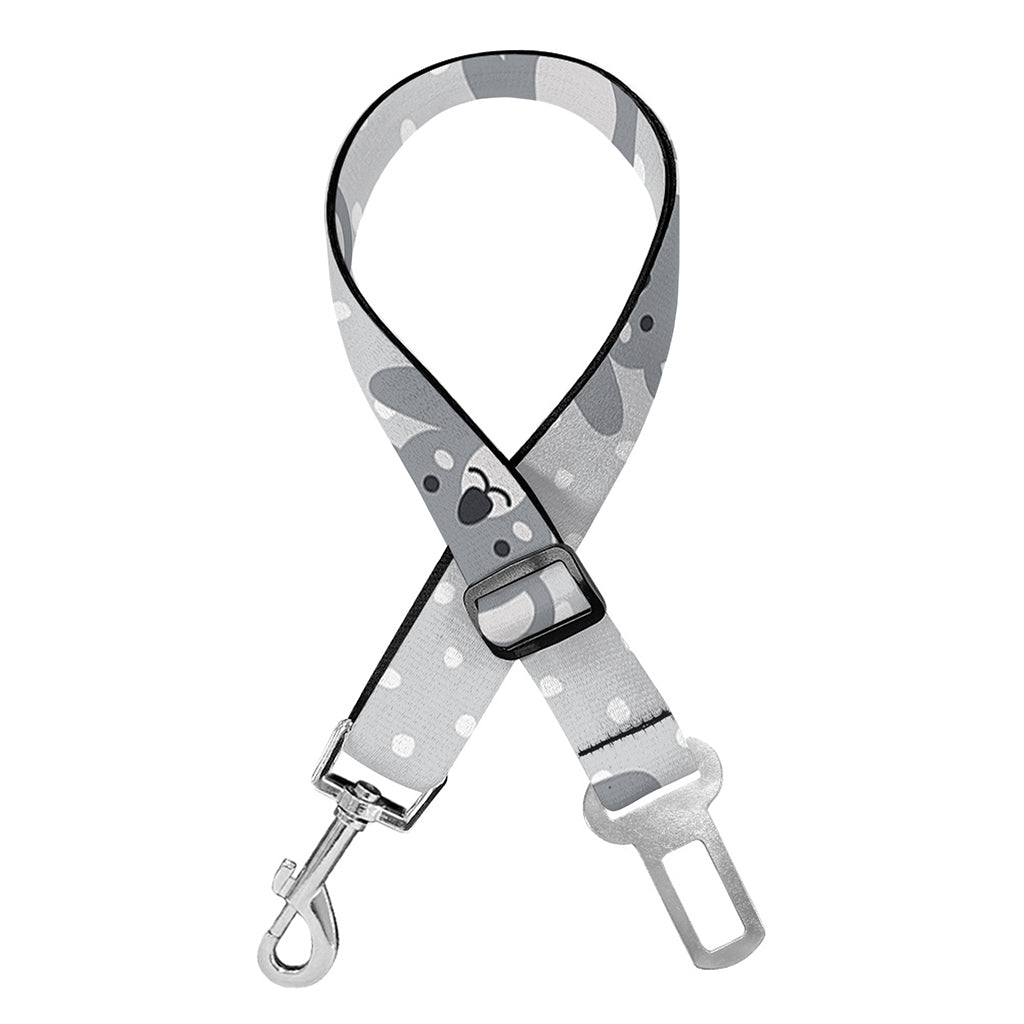 Grey Koala Pattern Print Dog Seat Belt