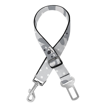 Grey Koala Pattern Print Dog Seat Belt