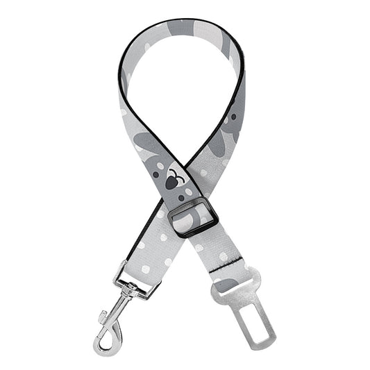 Grey Koala Pattern Print Dog Seat Belt
