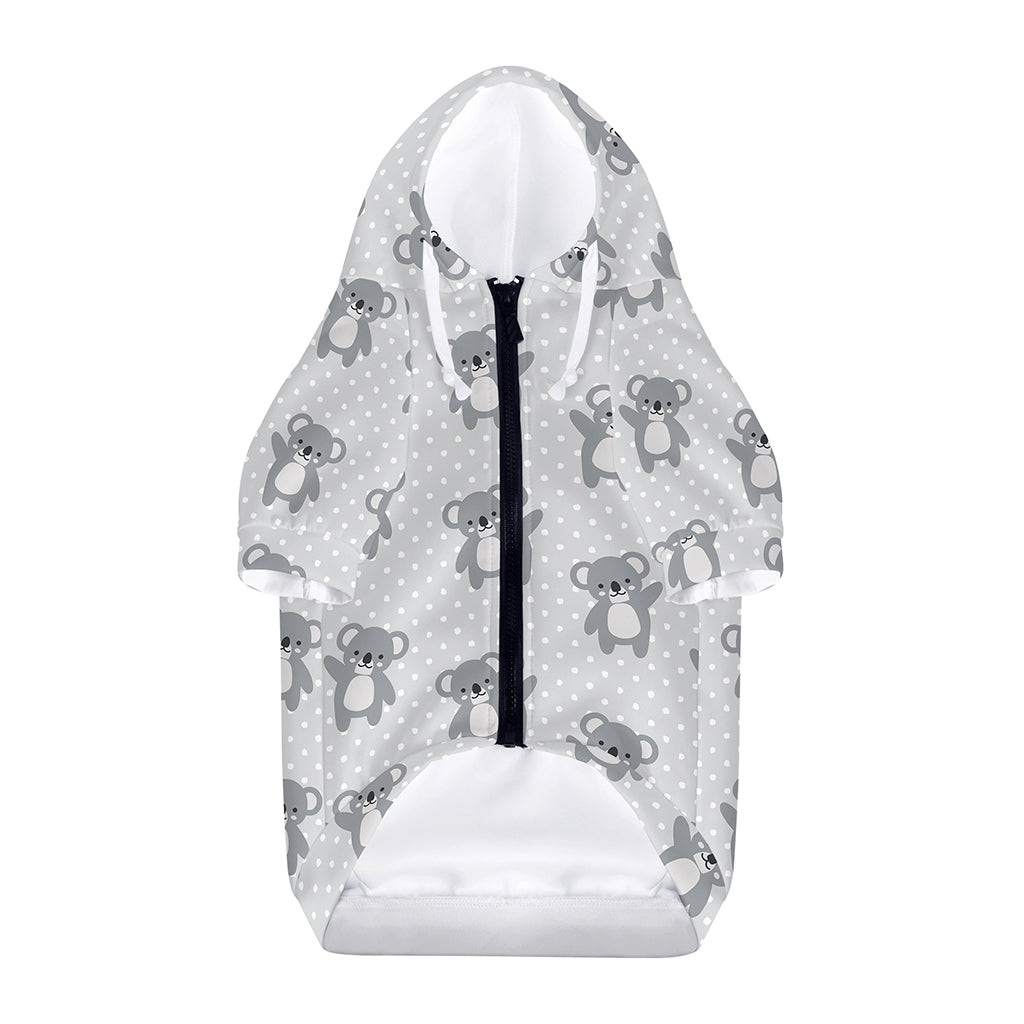 Grey Koala Pattern Print Dog Zip Up Hoodie