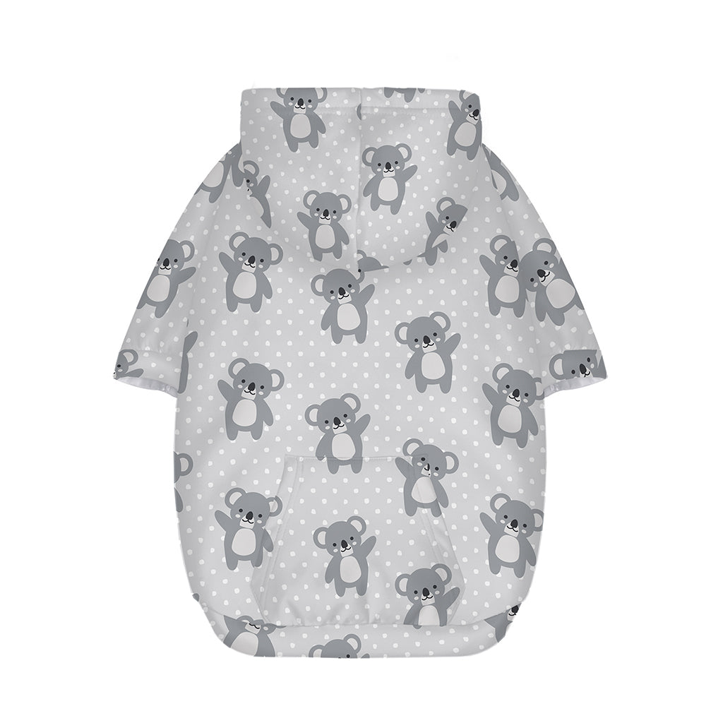 Grey Koala Pattern Print Dog Zip Up Hoodie