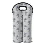 Grey Koala Pattern Print Double Neoprene Wine Tote