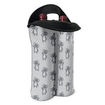 Grey Koala Pattern Print Double Neoprene Wine Tote
