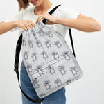 Grey Koala Pattern Print Drawstring Backpack