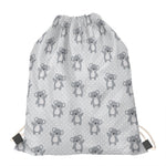 Grey Koala Pattern Print Drawstring Bag