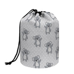 Grey Koala Pattern Print Drawstring Makeup Bag