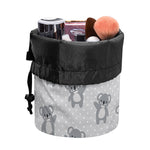 Grey Koala Pattern Print Drawstring Makeup Bag