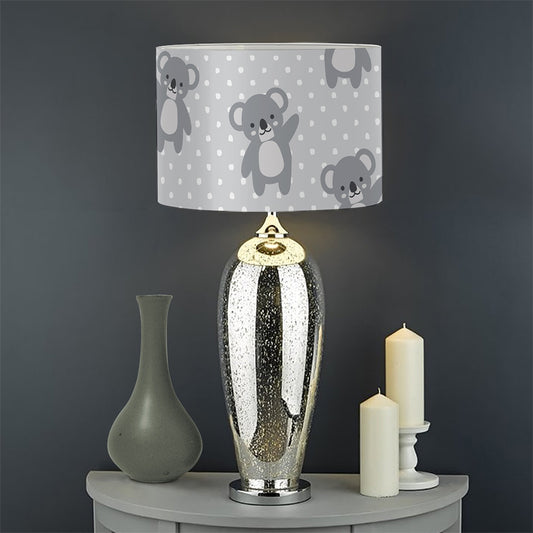 Grey Koala Pattern Print Drum Lamp Shade