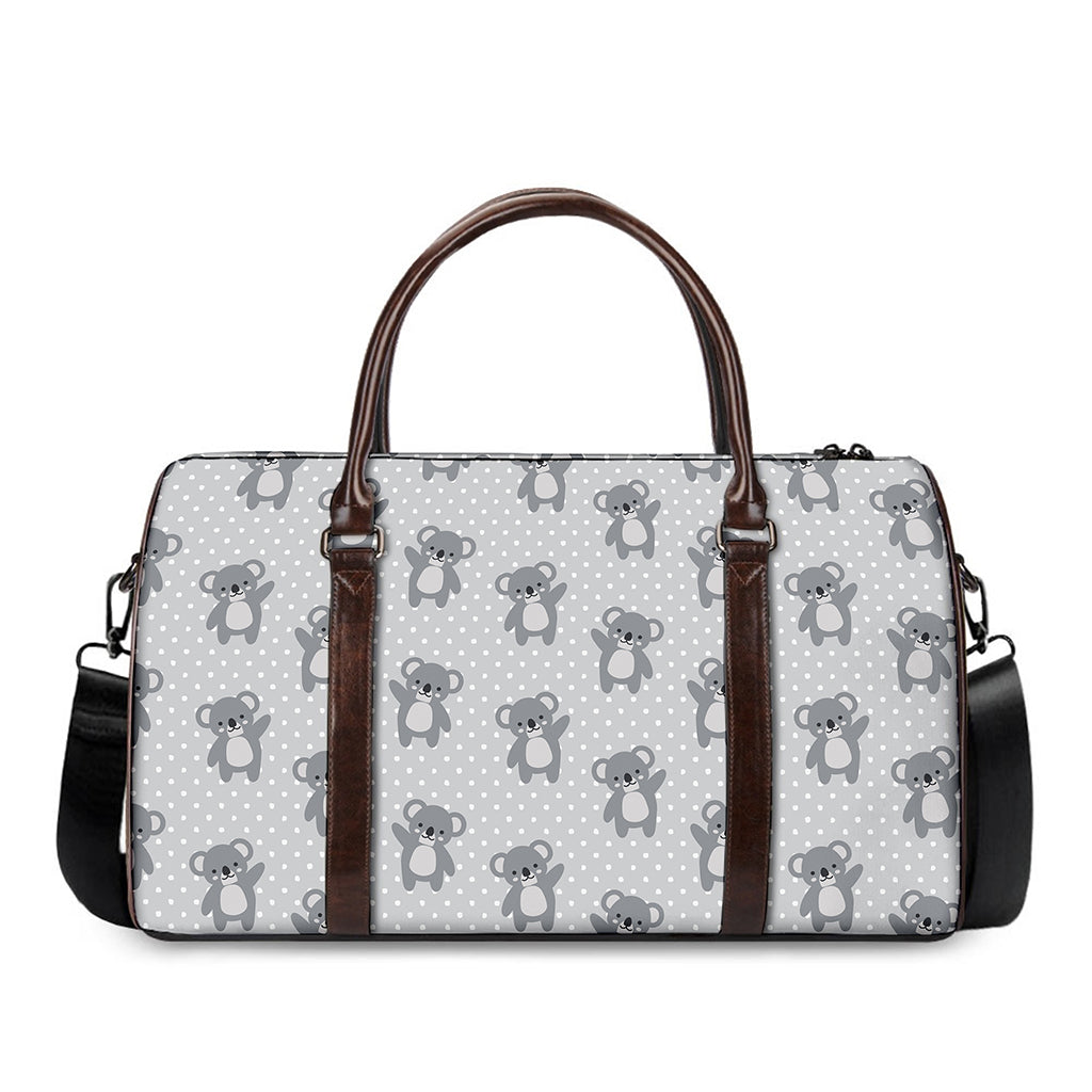 Grey Koala Pattern Print Duffle Bag