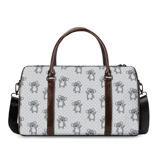 Grey Koala Pattern Print Duffle Bag
