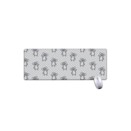 Grey Koala Pattern Print Extended Mouse Pad