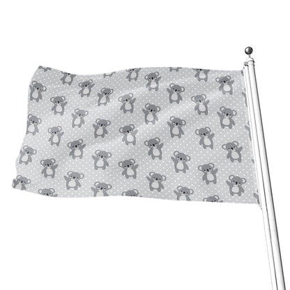 Grey Koala Pattern Print Flag