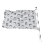 Grey Koala Pattern Print Flag