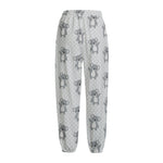 Grey Koala Pattern Print Fleece Lined Knit Pants