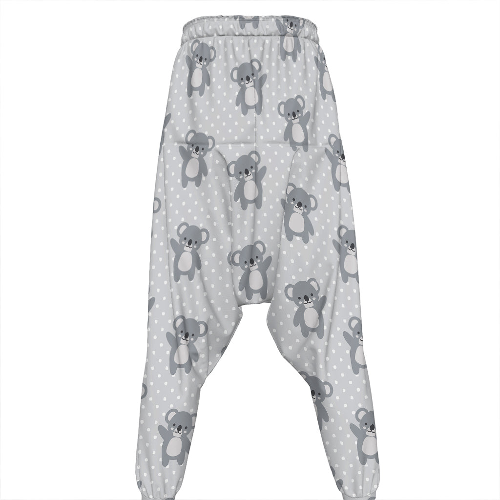 Grey Koala Pattern Print Hammer Pants