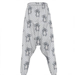 Grey Koala Pattern Print Hammer Pants