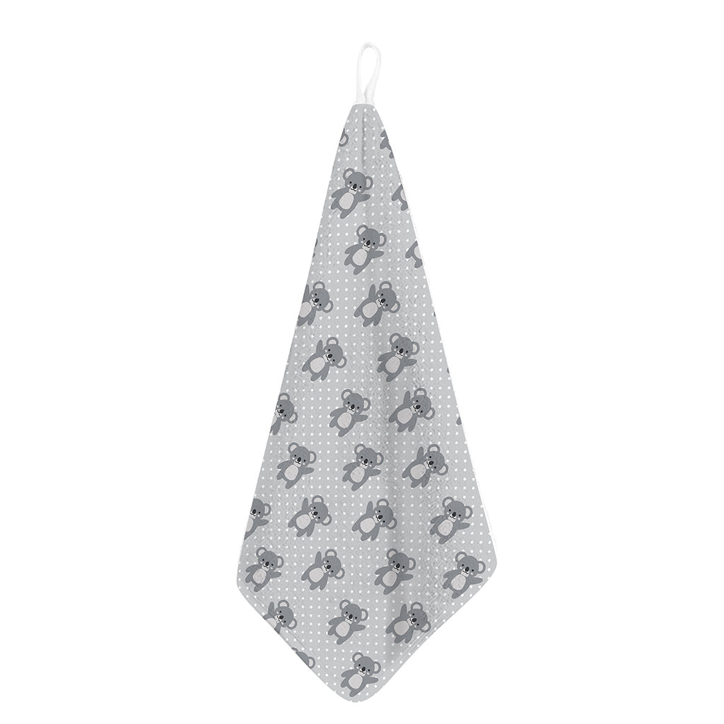 Grey Koala Pattern Print Hand Towel