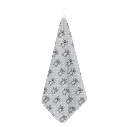 Grey Koala Pattern Print Hand Towel