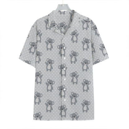 Grey Koala Pattern Print Hawaiian Shirt