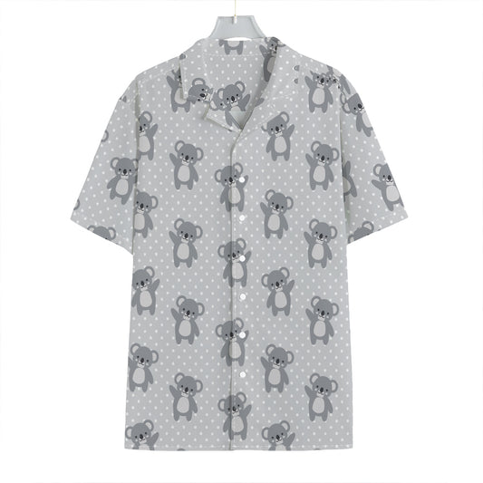 Grey Koala Pattern Print Hawaiian Shirt