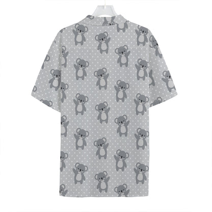 Grey Koala Pattern Print Hawaiian Shirt
