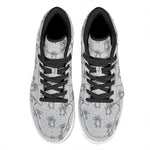 Grey Koala Pattern Print High Top Leather Sneakers