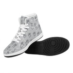 Grey Koala Pattern Print High Top Leather Sneakers