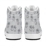 Grey Koala Pattern Print High Top Leather Sneakers