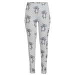Grey Koala Pattern Print High-Waisted Pocket Leggings