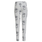 Grey Koala Pattern Print High-Waisted Pocket Leggings
