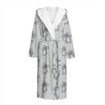 Grey Koala Pattern Print Hooded Bathrobe